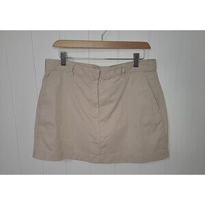 Theory Khaki Tan Mini Skirt Pockets Size 12 Preppy Minimalist